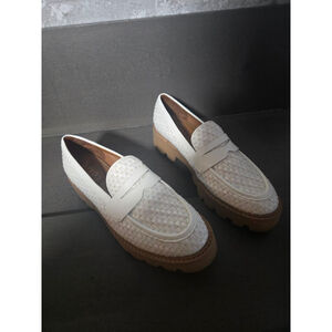 Women's Franco Sarto White Woven Loafers Size 8